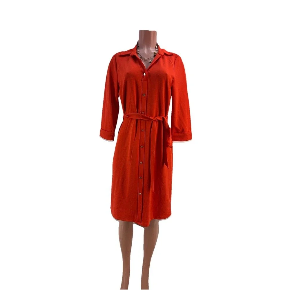 NWT Adrienne Vittadini Dress Womens M Orange Bottoms Stretch - Picture 1 of 11